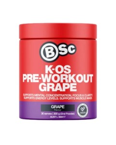 BSC Kos Pre-Workout - 30 Serves Grape - Dated 09/25