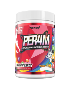 Nexus Sports Nutrition Per4m Pre-Workout 50 Serves Rainbow Candy - Dated 01/26