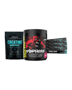 Madness Muscle Stack bundle: Mutant Madness 285g pre-workout, 3 Pack Rabid Pump glycerol sachets, Pack Elementals Creatine 150g