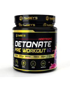 Raiseys Detonate V2 Nootropic Pre-Workout 425g Grape - Dated 06/26
